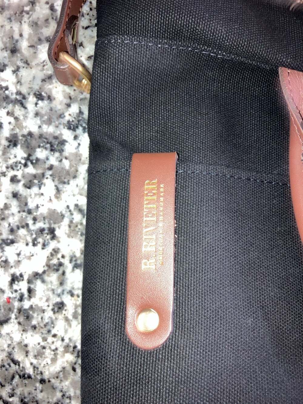 R.Riveter Otto Black Washed Canvas and Brown Leather Tote Bag - Picture 2 of 10
